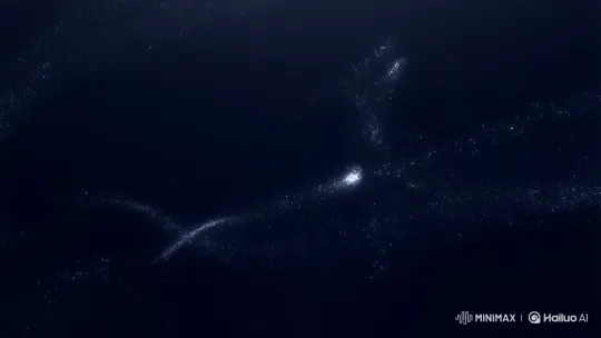 Dancing Luminous Particles in a Vast 3D Space – AI Generated Video | Hailuo AI