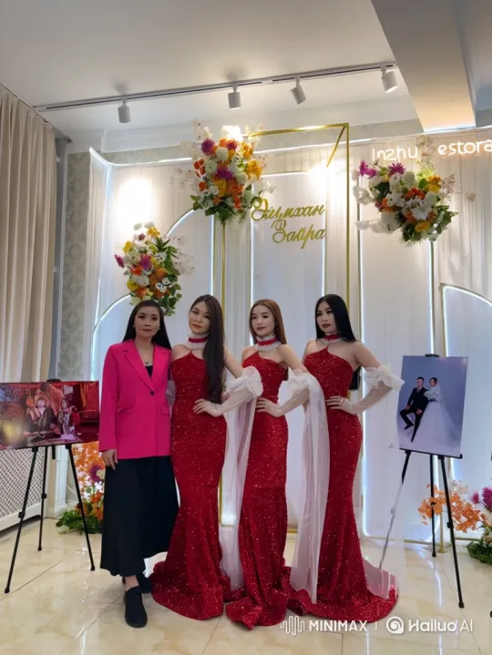 Four Women in Formal Dresses Engage in Dynamic Fight Scene – AI Generated Video | Hailuo AI