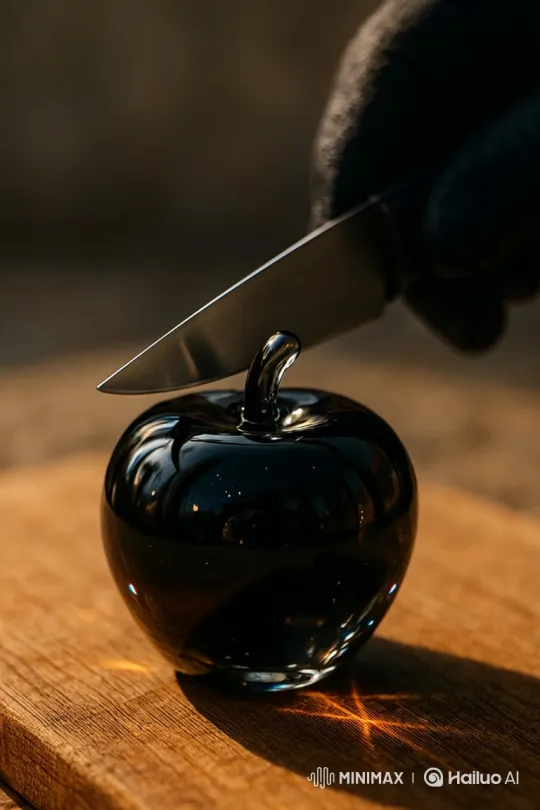 Shattering a Glass Apple with a Knife – AI Generated Video | Hailuo AI