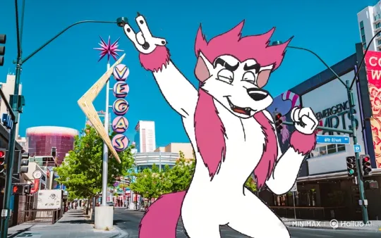 Anthropomorphic Wolf Showcases Strength in Vegas Daylight – AI Generated Video | Hailuo AI