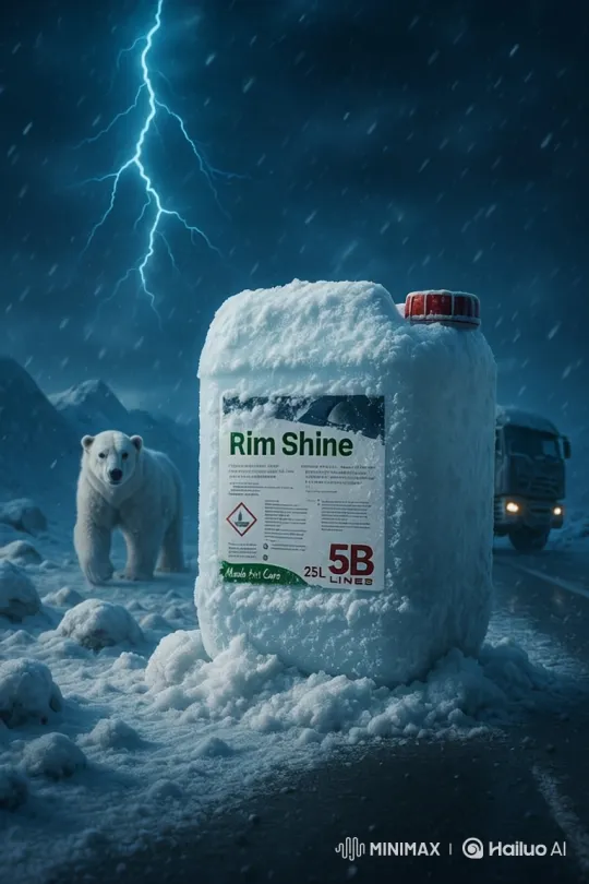 Truck Rim Shine: Polar Bear's Stormy Encounter – AI Generated Video | Hailuo AI