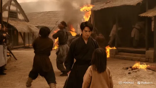 Wei Shen Defends Child Amidst Village Chaos – AI Generated Video | Hailuo AI
