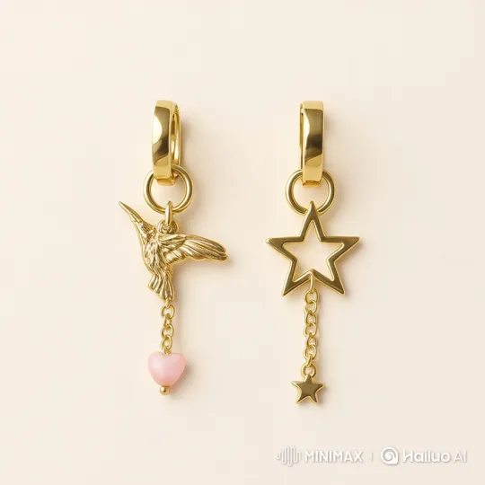 Young Woman Admires Gold Earrings in Mirror – AI Generated Video | Hailuo AI