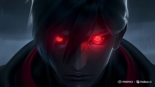 Cyberpunk Portrait: Glowing Eyes in the Rain – AI Generated Video | Hailuo AI