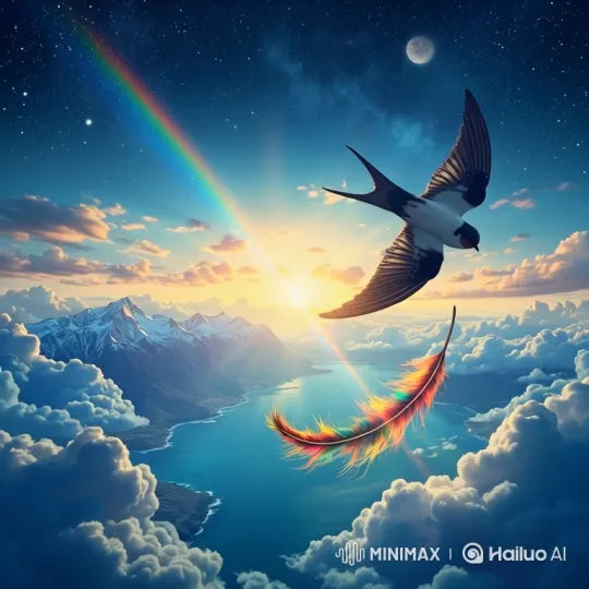 Swallow's Majestic Flight Through Enchanted Sky – AI Generated Video | Hailuo AI