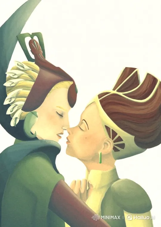 Intimate Kiss Between Leia and Satine in Painterly Style – AI Generated Video | Hailuo AI