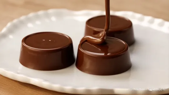Realistic Chocolate Ad: Melted Delight on White Plate – AI Generated Video | Hailuo AI