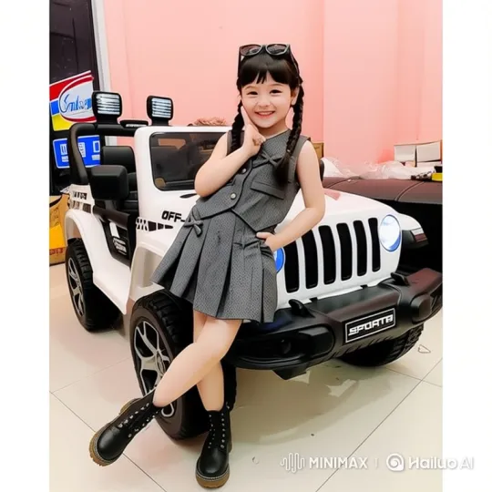 Young Girl Poses with Toy Car, Smiling Brightly – AI Generated Video | Hailuo AI