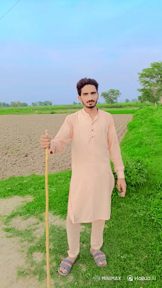 Young Man Walks Along Plowed Field in Rural Landscape – AI Generated Video | Hailuo AI