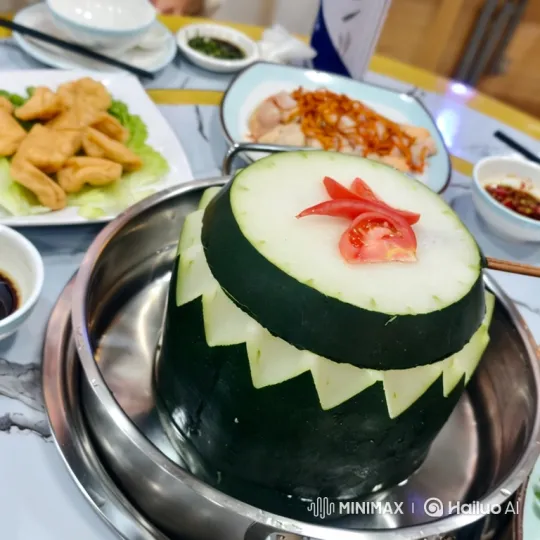 Artistic Carved Winter Melon with Background Dishes – AI Generated Video | Hailuo AI
