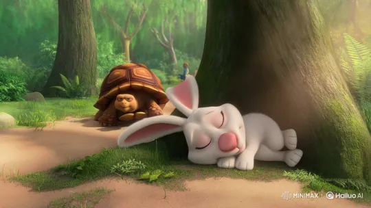Tortoise Outpaces Sleeping Rabbit in Animated Forest Race – AI Generated Video | Hailuo AI