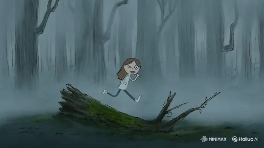 Girl Runs in Loop, Confused by Mysterious Forest – AI Generated Video | Hailuo AI