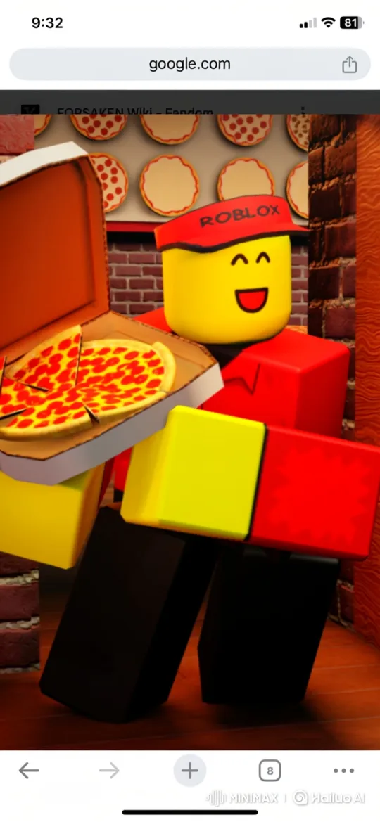 Blocky Character Offers Pizza in Cheerful ROBLOX Scene – AI Generated Video | Hailuo AI
