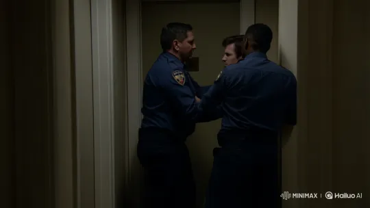 Man Violently Resists Arrest, Punches Officer in Hallway – AI Generated Video | Hailuo AI