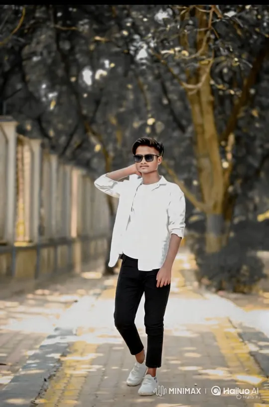 Stylish Young Man Poses Confidently in Blurred Outdoor Setting – AI Generated Video | Hailuo AI