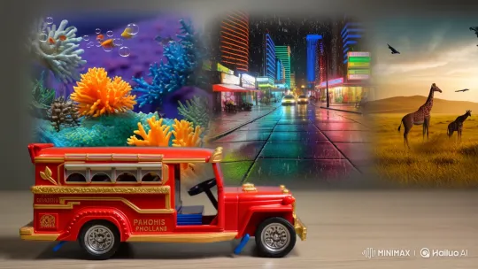 Miniature Journey: Philippines Jeepney Across Four Worlds – AI Generated Video | Hailuo AI