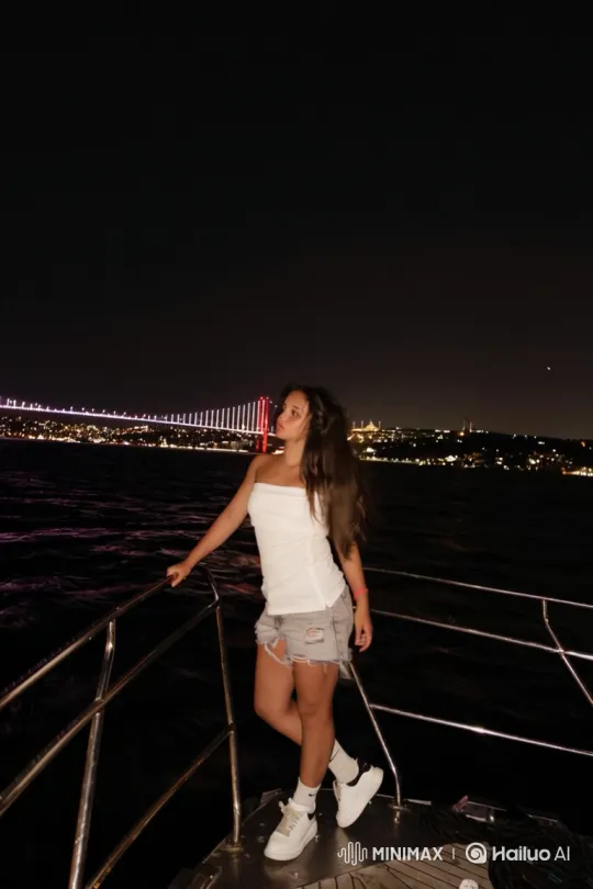 Young Woman Detained by Police on Nighttime Boat – AI Generated Video | Hailuo AI