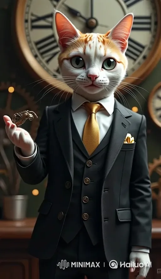 Sophisticated AI Cat Avatar in Animated Discussion – AI Generated Video | Hailuo AI