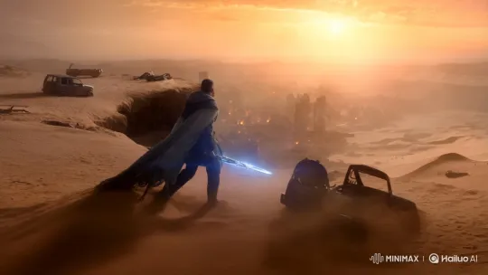 Lone Warrior in Post-Apocalyptic Desert at Sunrise – AI Generated Video | Hailuo AI