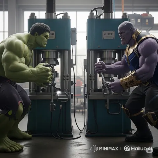 Hulk vs. Thanos: Hydraulic Press Duel – AI Generated Video | Hailuo AI