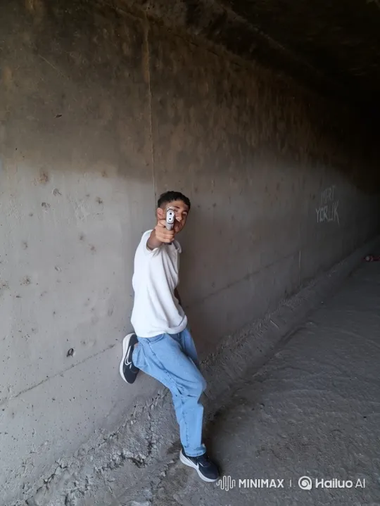 Young Man Confronts Officers with Gun in Tunnel – AI Generated Video | Hailuo AI