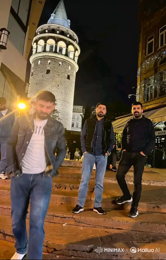 Nighttime Confrontation with Police on Stone Steps – AI Generated Video | Hailuo AI