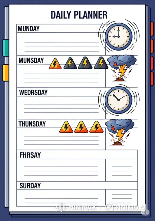 Cartoon Planner Shows Escalating Urgency with Animated Clocks and Warning Symbols – AI Generated Video | Hailuo AI
