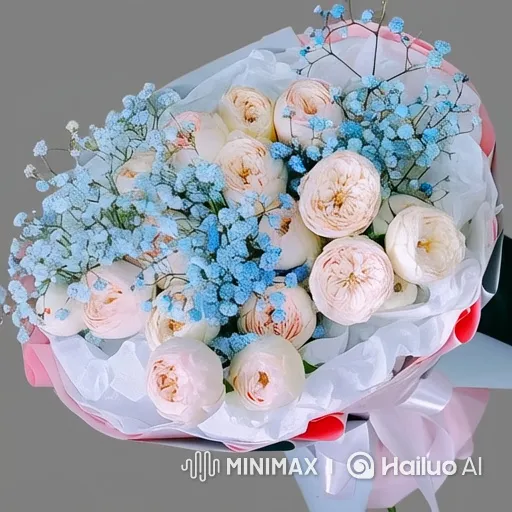 Rotating Close-up of a Delicate Dyed Blue Floral Arrangement – AI Generated Video | Hailuo AI