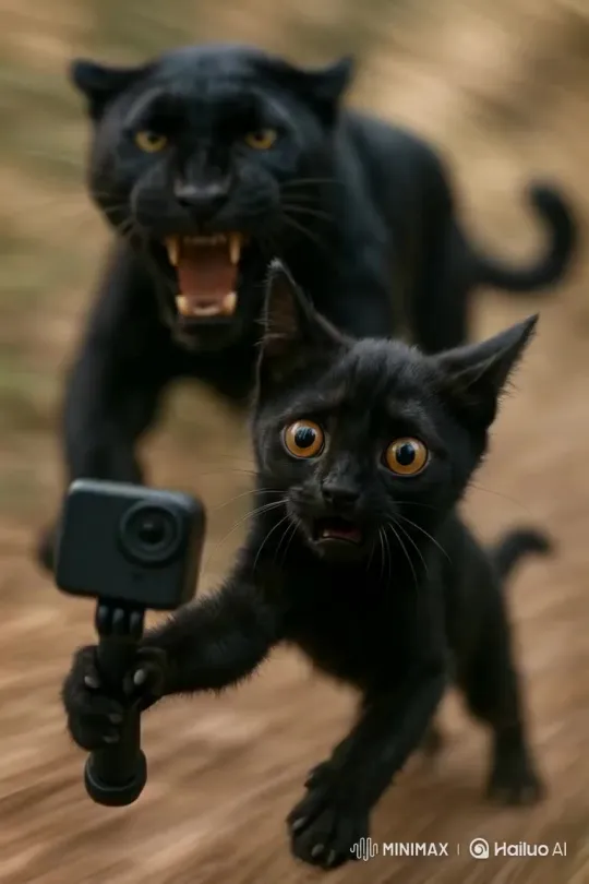 Man Fleeing Pursuit of Black Panther – AI Generated Video | Hailuo AI
