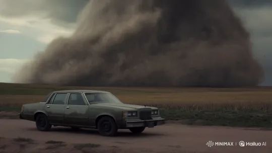 Car Lifted into Violent Tornado on Prairie – AI Generated Video | Hailuo AI