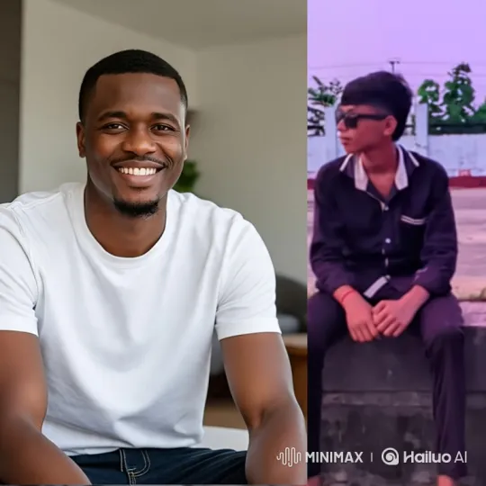 Two Men Share Intimate Moment in Split-Screen Video – AI Generated Video | Hailuo AI