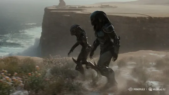 Predator and Xenomorph Walk Toward Cliff in Modern Egypt – AI Generated Video | Hailuo AI