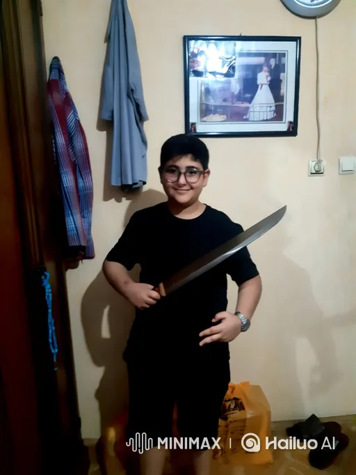 Boy with Machete Reacts to Lights, Drops Weapon, and Runs – AI Generated Video | Hailuo AI