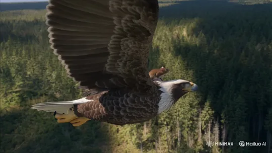 Tiny Mouse Rides Majestic Eagle Through Forest – AI Generated Video | Hailuo AI
