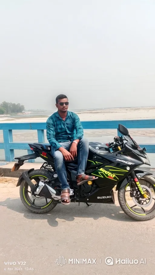 Young Man Enjoying Freedom on Suzuki Gixxer SF – AI Generated Video | Hailuo AI