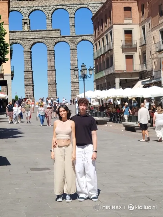 Young Couple's Joyful Moment in European Square – AI Generated Video | Hailuo AI