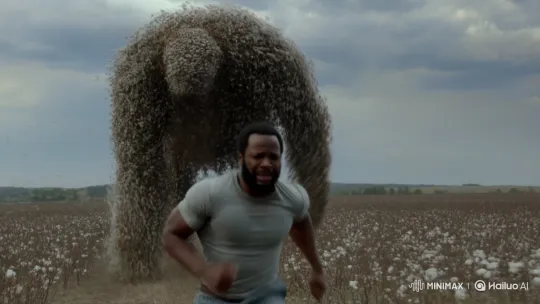 Athletic Man Fleeing Terrifying Cotton Monster – AI Generated Video | Hailuo AI