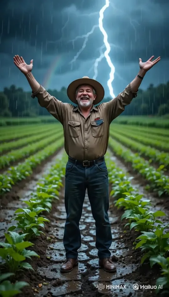 Farmer's Joy: From Rainy Days to Harvest Success – AI Generated Video | Hailuo AI