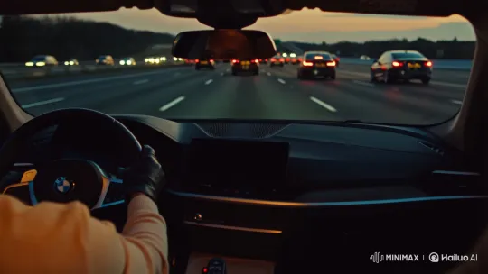 Aggressive BMW Driving on Dusk Highway - POV Style – AI Generated Video | Hailuo AI