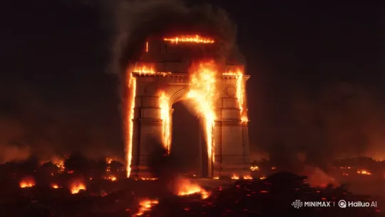 India Gate Monument Engulfed in Massive Flames – AI Generated Video | Hailuo AI