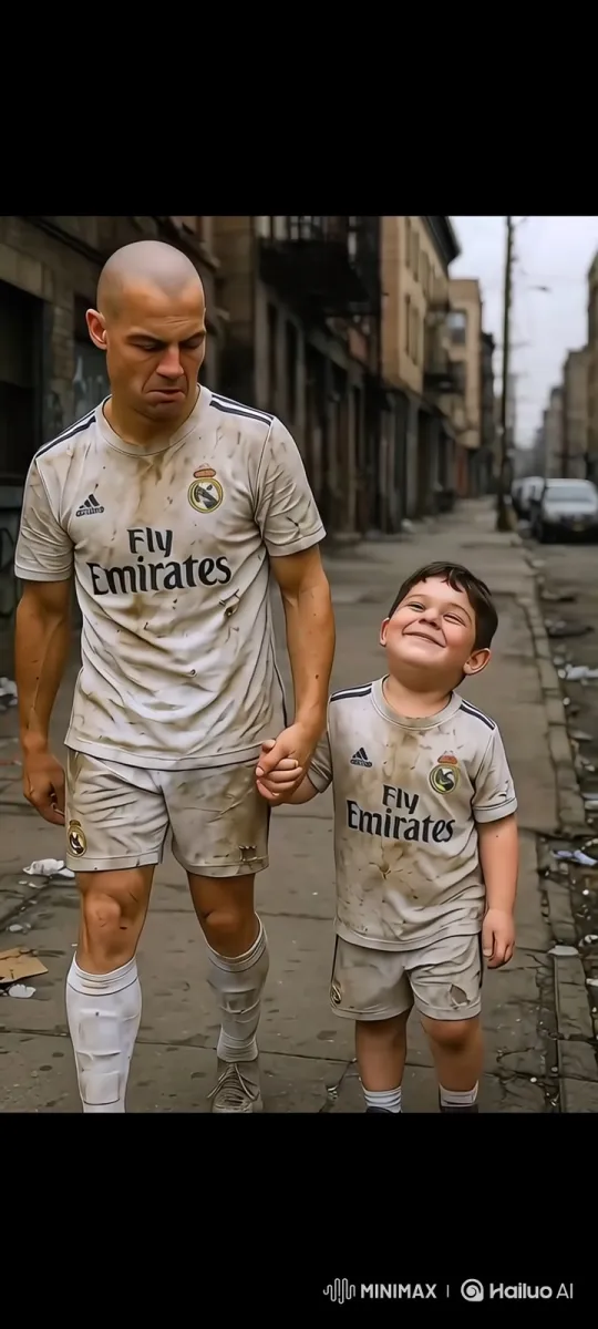 Emotional Contrast: Sad Man, Joyful Boy Walk Together – AI Generated Video | Hailuo AI