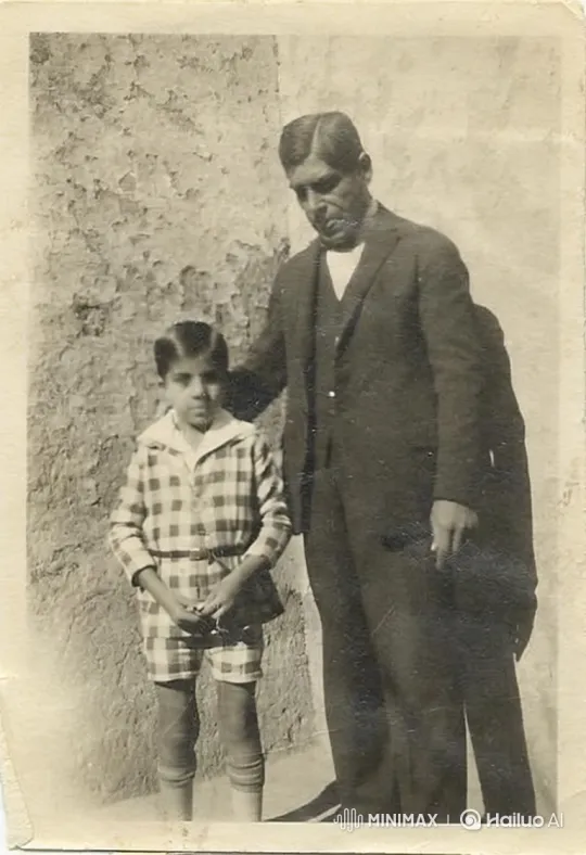 Father and Son Share a Joyful Smile in Colorized Photo – AI Generated Video | Hailuo AI