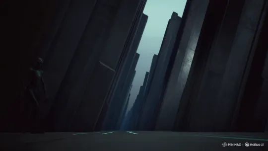 Alien Model Walks Through Futuristic Hall – AI Generated Video | Hailuo AI