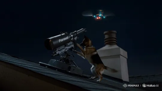 Determined Dog Shoots Down Drone with Patriot System – AI Generated Video | Hailuo AI