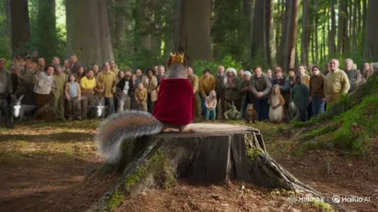 Comedic Squirrel Announces Acorn Season, Hit by Pinecone – AI Generated Video | Hailuo AI