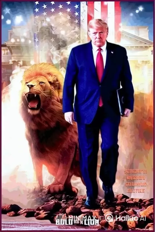 Trump and Lion Roar: A Symbolic, Stylized Confrontation – AI Generated Video | Hailuo AI