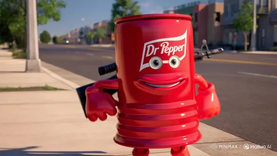 Anthropomorphic Dr Pepper Can Skates with Assault Rifle – AI Generated Video | Hailuo AI