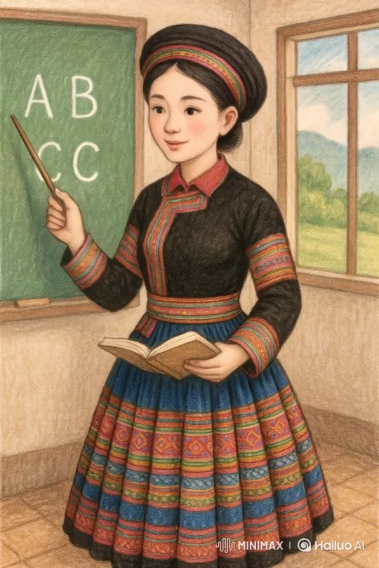 Female Teacher in Vibrant Attire Guides ABCs – AI Generated Video | Hailuo AI