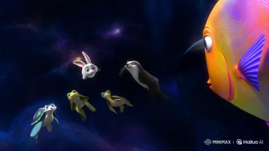 Animals Travel Through Space for Earth Vacation – AI Generated Video | Hailuo AI