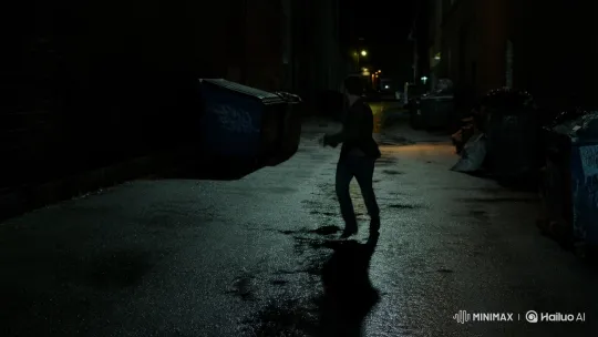 Man Flees Through Dark Alley in Nocturnal Chase – AI Generated Video | Hailuo AI